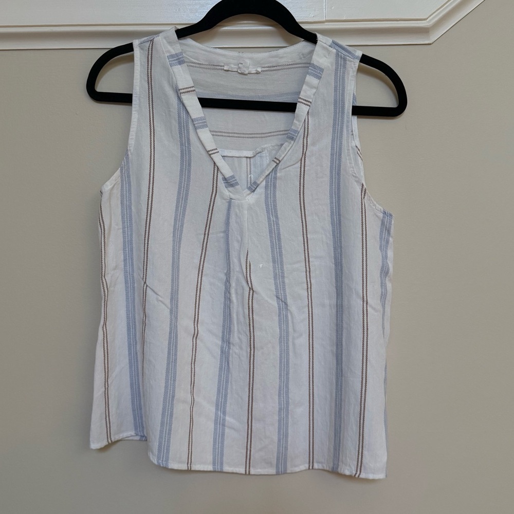 MINE Sleeveless Button-Back Striped Tank – Size L